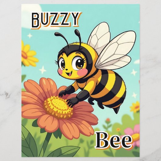 Buzzy Bee | Cute Cartoon Kid's Nursery Art (Voorkant)
