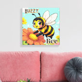 Buzzy Bee | Mooie Cartoon Kinderkamer Kunst Canvas Afdruk (Insitu (Woonkamer))