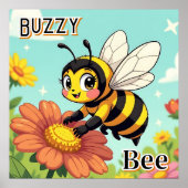 Buzzy Bee | Schattigee Cartoon Kind Nursery Art Poster (Voorkant)