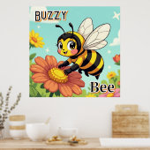 Buzzy Bee | Schattigee Cartoon Kind Nursery Art Poster (Keuken)
