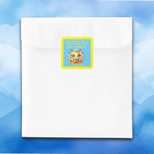 Buzzy beginnende honingbij-tot-bijen Baby shower Vierkante Sticker