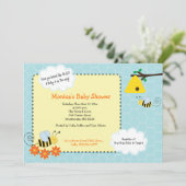 Buzzy Bijen Bumble Bee Baby shower Invitation Kaart (Staand voorkant)