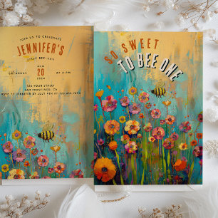 Buzzy Blooms: Eerste Bee-Day Party Kaart