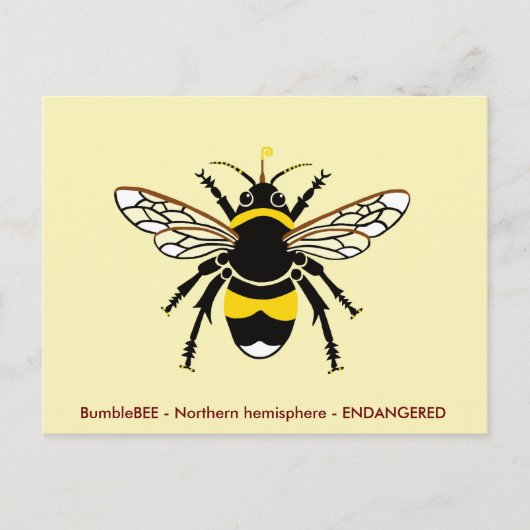 Buzzy graphic BEE -Wildlife -Insect - geel Briefkaart (Voorkant)