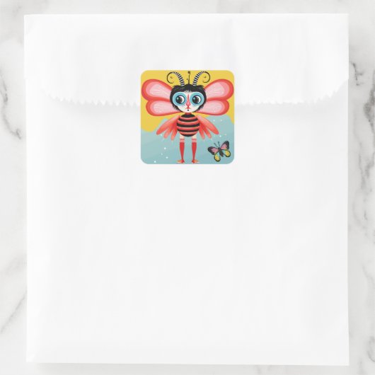 Buzzy Whimsy Vierkante Sticker (Tas)