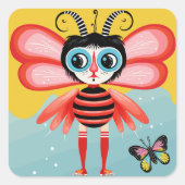 Buzzy Whimsy Vierkante Sticker (Voorkant)
