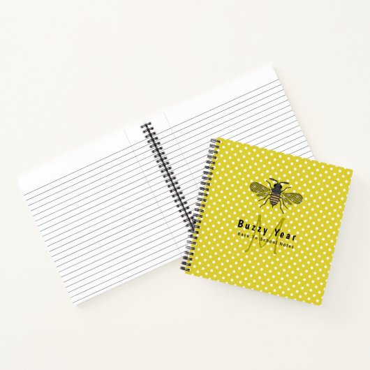 BUZZY YEAR Monogram BEE Yellow Polkadots student Notitieboek (Binnen)