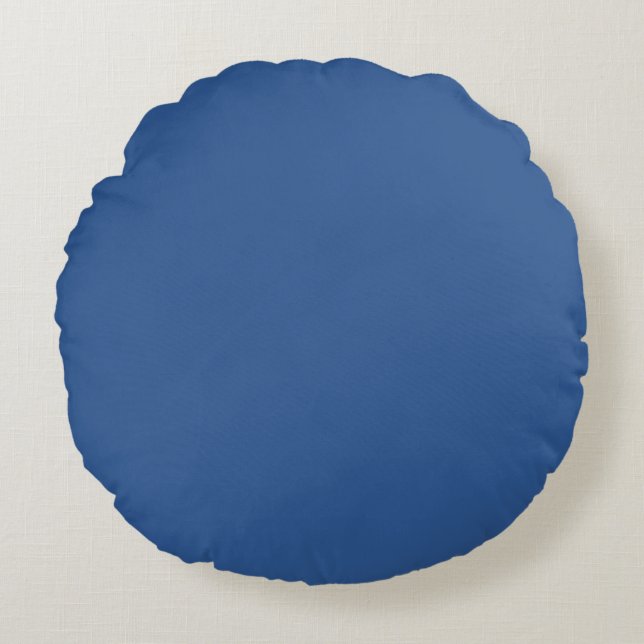 B'verblindd blauw (vaste kleur) rond kussen (Voorkant)