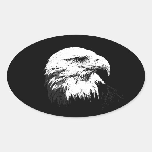 BW American Bald Eagle Ovale Sticker (Voorkant)