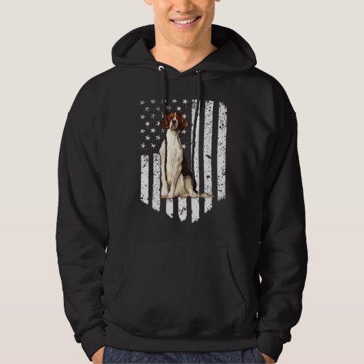 BW American Flag Irish Red and White Setter 4th Of Hoodie (Voorkant)