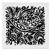 BW Bird Art Cutouts Poster - Positief Afbeelding (Voorkant)