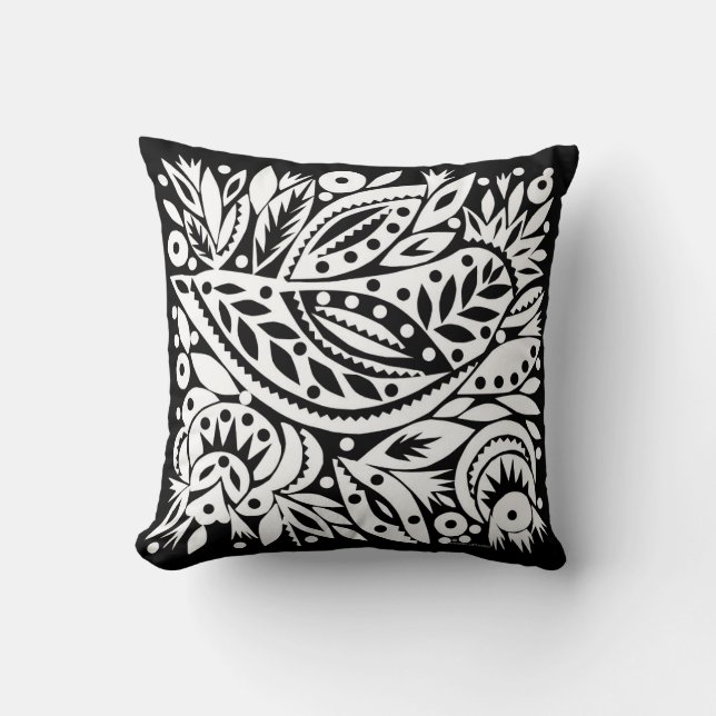 BW Bird Art Cutouts Reversibele Pillow Kussen (Voorkant)
