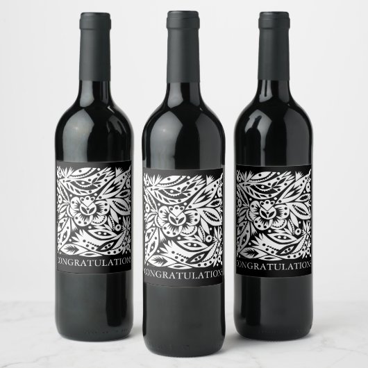 BW Bird Art Cutouts Wine Label Wijn Etiket (Flessen)