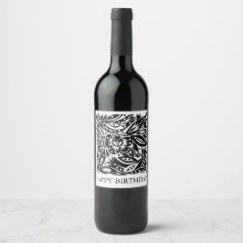 BW Bird Art Cutouts Wine Label Wijn Etiket