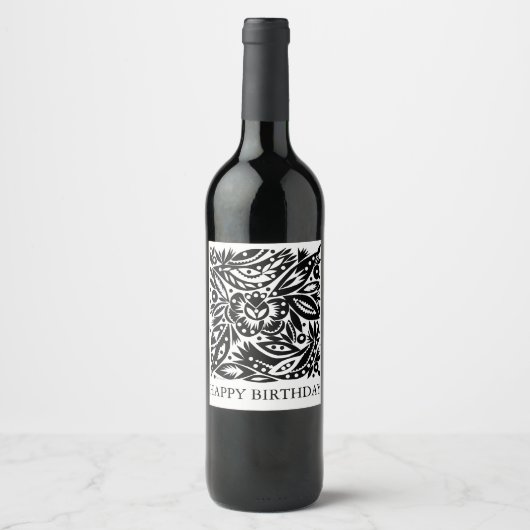BW Bird Art Cutouts Wine Label Wijn Etiket (Voorkant)