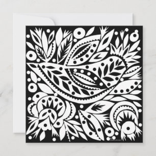 BW Bird Papercut Kaart