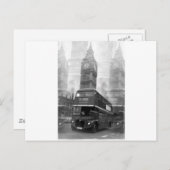 BW Black & White London Bus & Big Ben Briefkaart (Voorkant / Achterkant)