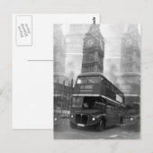 BW Black & White London Bus & Big Ben Briefkaart (Voorkant / Achterkant)