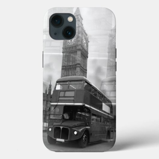 BW Black & White London Bus & Big Ben Case-Mate iPhone Case (Achterkant)