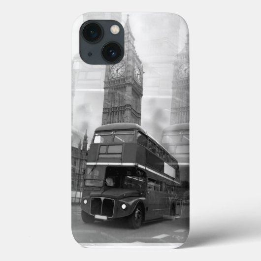 BW Black & White London Bus & Big Ben Case-Mate iPhone Case (Achterkant)