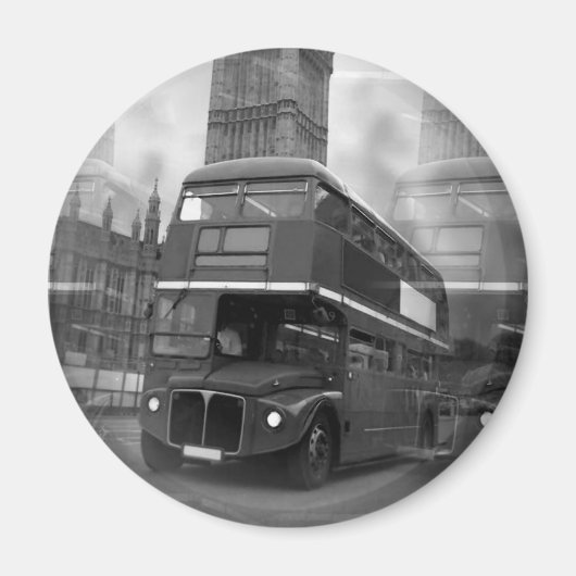 BW Black & White London Bus & Big Ben Magneet (Voorkant)