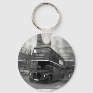 BW Black & White London Bus & Big Ben Sleutelhanger