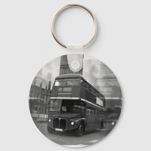 BW Black & White London Bus & Big Ben Sleutelhanger (Voorkant)