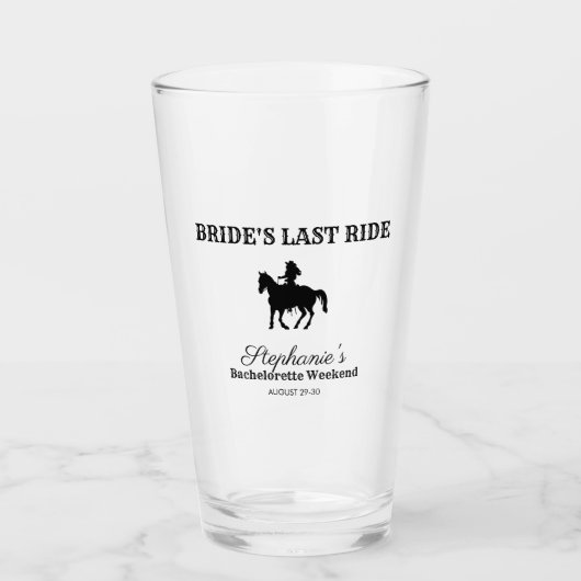 BW Bride's laatste rit Bachelorette Weekend Glas (Voorkant)
