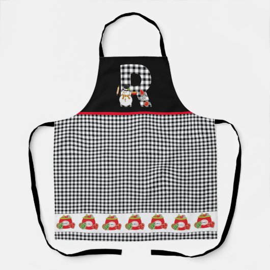 BW Buffalo controleert patroon monogram R | Sneeuw Schort (Voorkant)