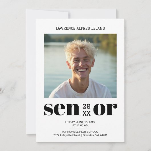 BW Cool Modern Editorial Senior Foto Afstuderen Kaart (Voorkant)