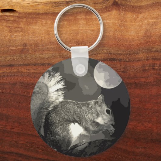 BW-eekhoorn en maan Sleutelhanger (Voorkant)