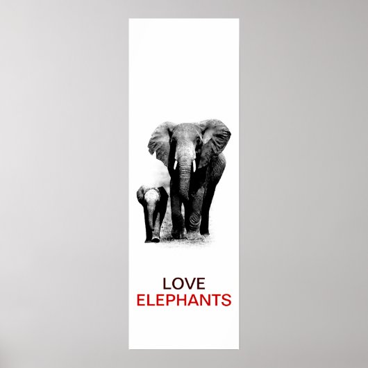 BW Elefant & Baby Elephant Poster (Voorkant)