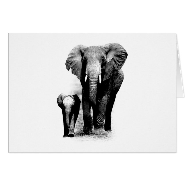 BW Elephant & Baby Elephant (Voorkant Horizontaal)