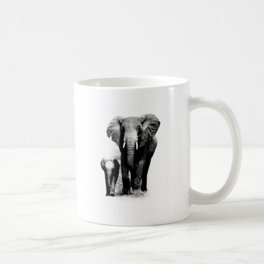 BW Elephant & Baby Elephant Koffiemok (Rechts)