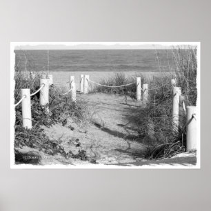 BW Fort Pierce, strandwandeling van Florida, afgeb Poster