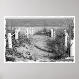 BW Fort Pierce, strandwandeling van Florida, afgeb Poster