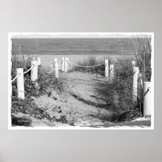 BW Fort Pierce, strandwandeling van Florida, afgeb Poster (Voorkant)