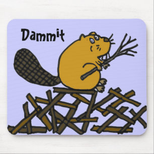 BW- Funny Beaver Mousepad Muismat