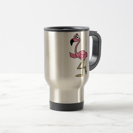 BW- Funny Flamingo Travel Mug Reisbeker (Voorkant rechts)