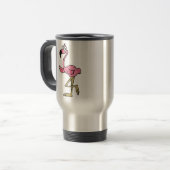 BW- Funny Flamingo Travel Mug Reisbeker (Voorkant links)