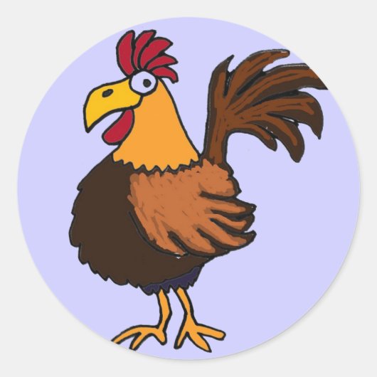 BW- Funny Rooster Cartoon Stickers (Voorkant)