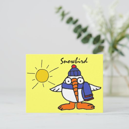 BW - Funny Snowbird Briefkaart (Staand voorkant)