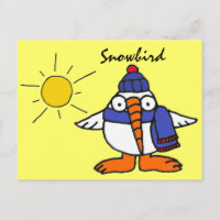 BW - Funny Snowbird Briefkaart