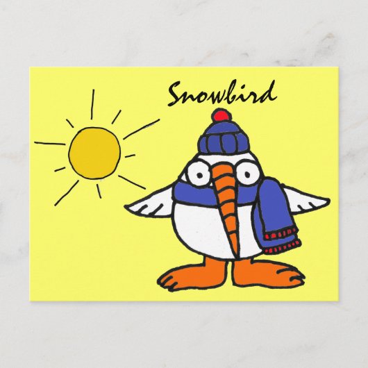 BW - Funny Snowbird Briefkaart (Voorkant)