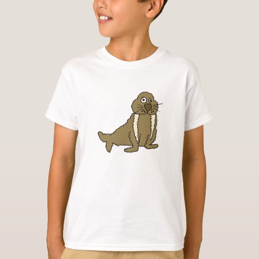 BW-Funny Walrus Cartoon T-shirt (Voorkant)