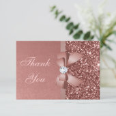 Bw Glitter Roos Gold Afstuderen Hartelijk dank Bedankkaart (Staand voorkant)