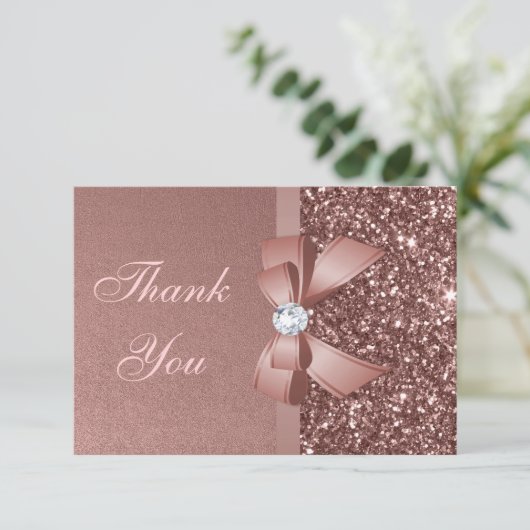 Bw Glitter Roos Gold Afstuderen Hartelijk dank Bedankkaart (Staand voorkant)