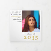 BW | Gold Elegant Classy 8 Foto Afstuderen Drieluik Aankondiging (Cover)