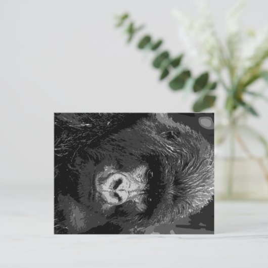 BW Gorilla Face Briefkaart (Staand voorkant)