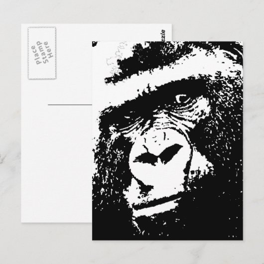 BW Gorilla Face Briefkaart (Voorkant / Achterkant)